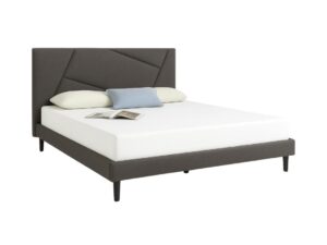 מיטה מרופדת עיצוב גיאומטרי צבע אפור